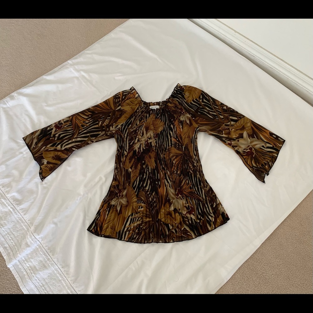 JAIPUR Pleated georgette jungle print top! Small